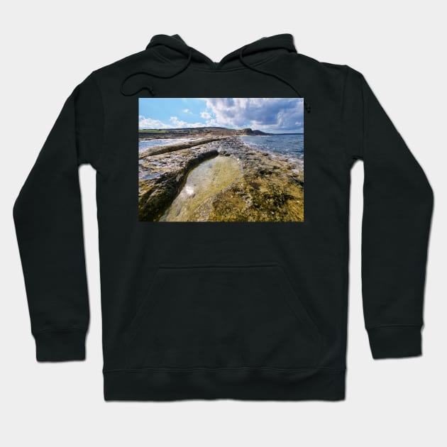 Waves Washing Up On Rocky Beach Hoodie by Kate-P-